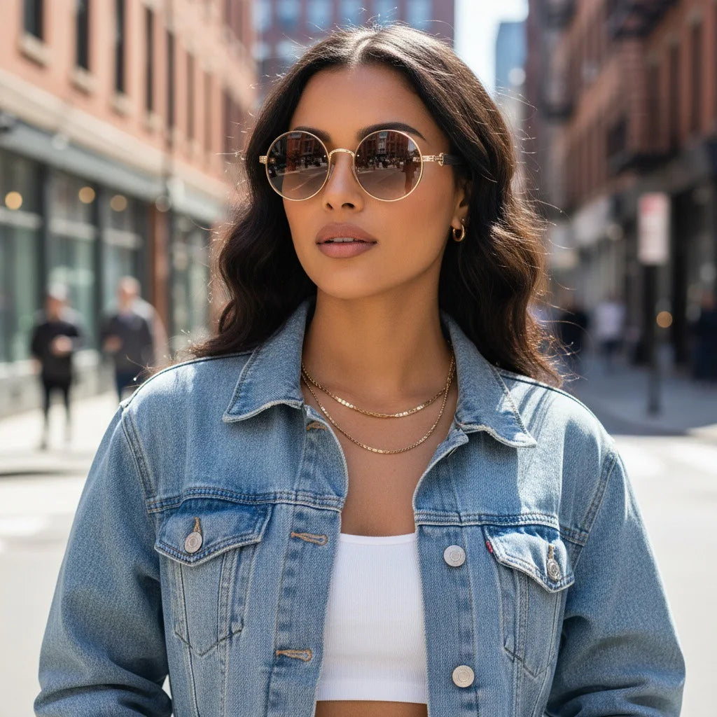 Vintage Round Sunglasses | Unisex | Metal Frame | UV400 Gradient Lenses | Classic Designer Eyewear | Steven & Levon