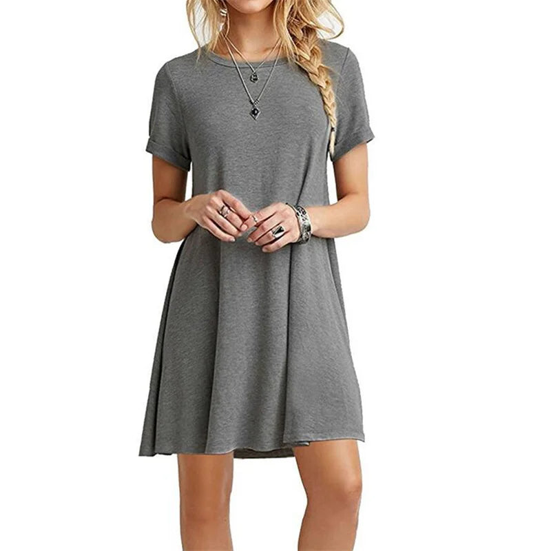 Mini Dress | Women's A-Line O-Neck Short Sleeve Casual Dress | Soft Fabric | Steven & Levon