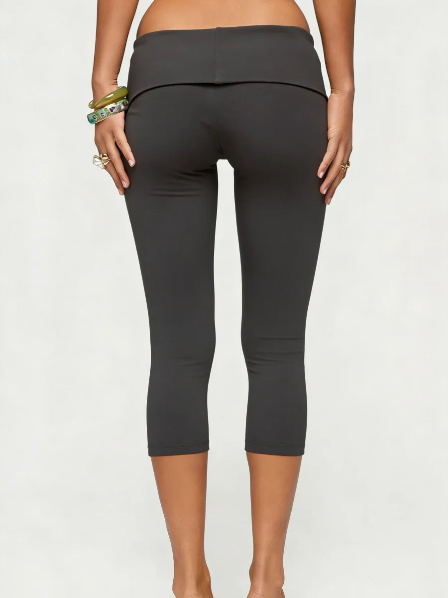 Wavy Capri Pants | Fold Over Waistband | Slim Fit for Women | Steven & Levon