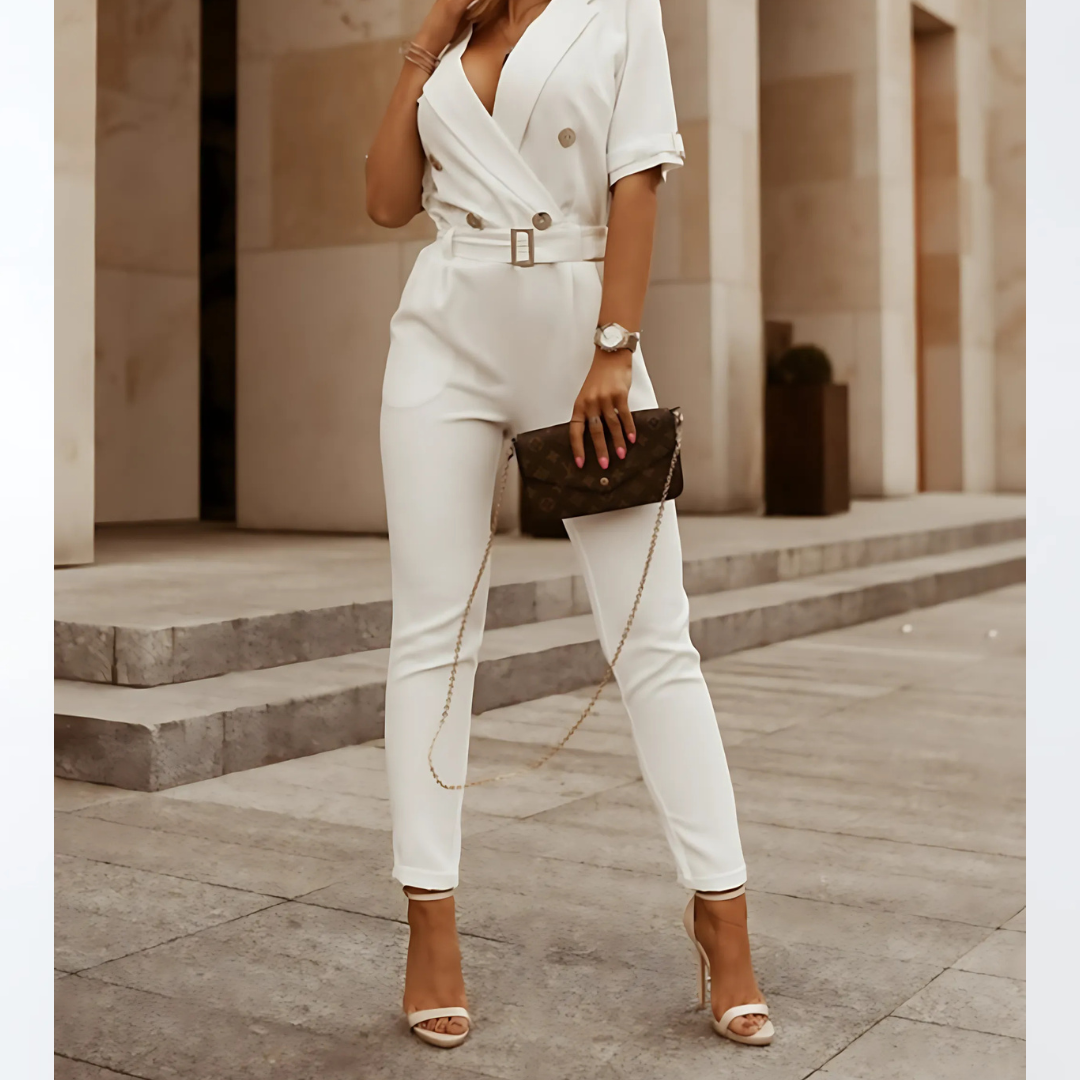 Elegant Belted Jumpsuit | Women | Adjustable Waist | Tailored Fit | Casual & Formal Wear | Steven & Levon