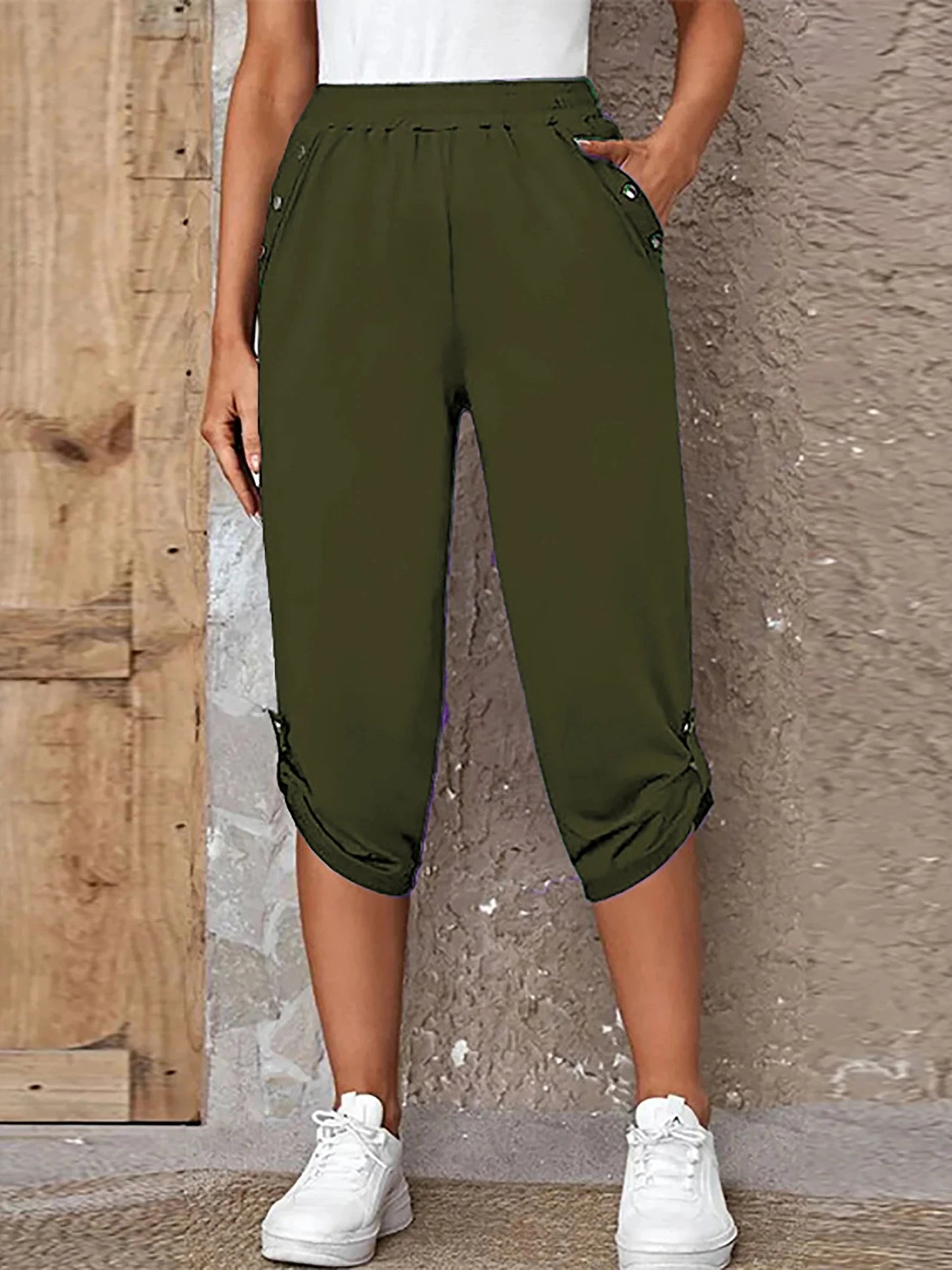 Willa Crop Joggers | Capri pants for woman | Elastic Waist, Loose Fit, Pockets, Soft Fabric | Steven & Levon