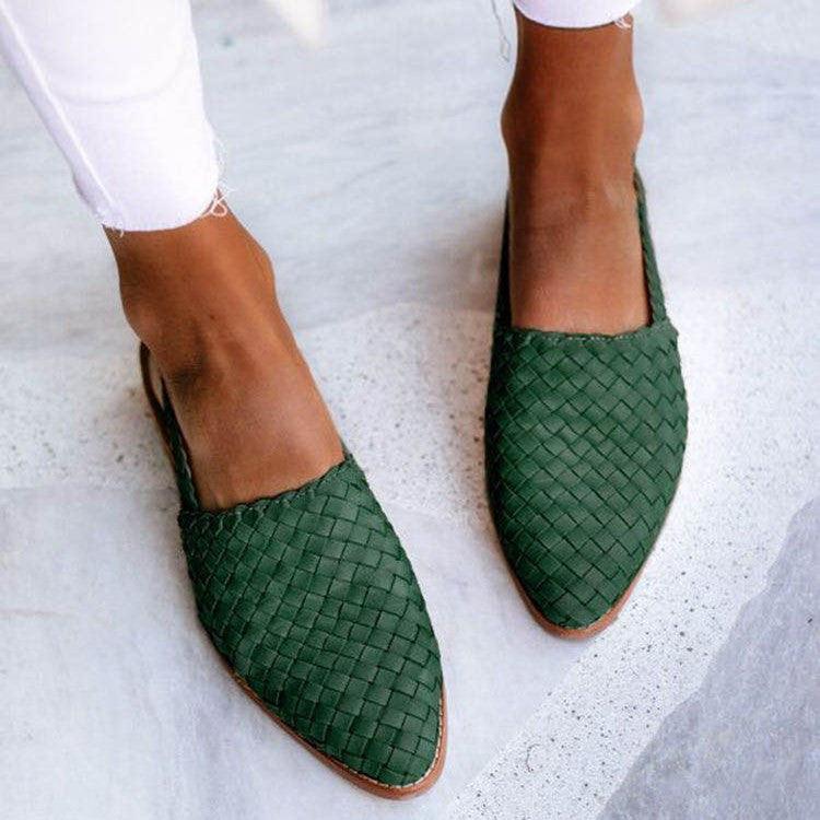 Women's Woven Leather Flats | Ballet Shoes | Women | Breathable Slip-On Comfort | Steven & Levon