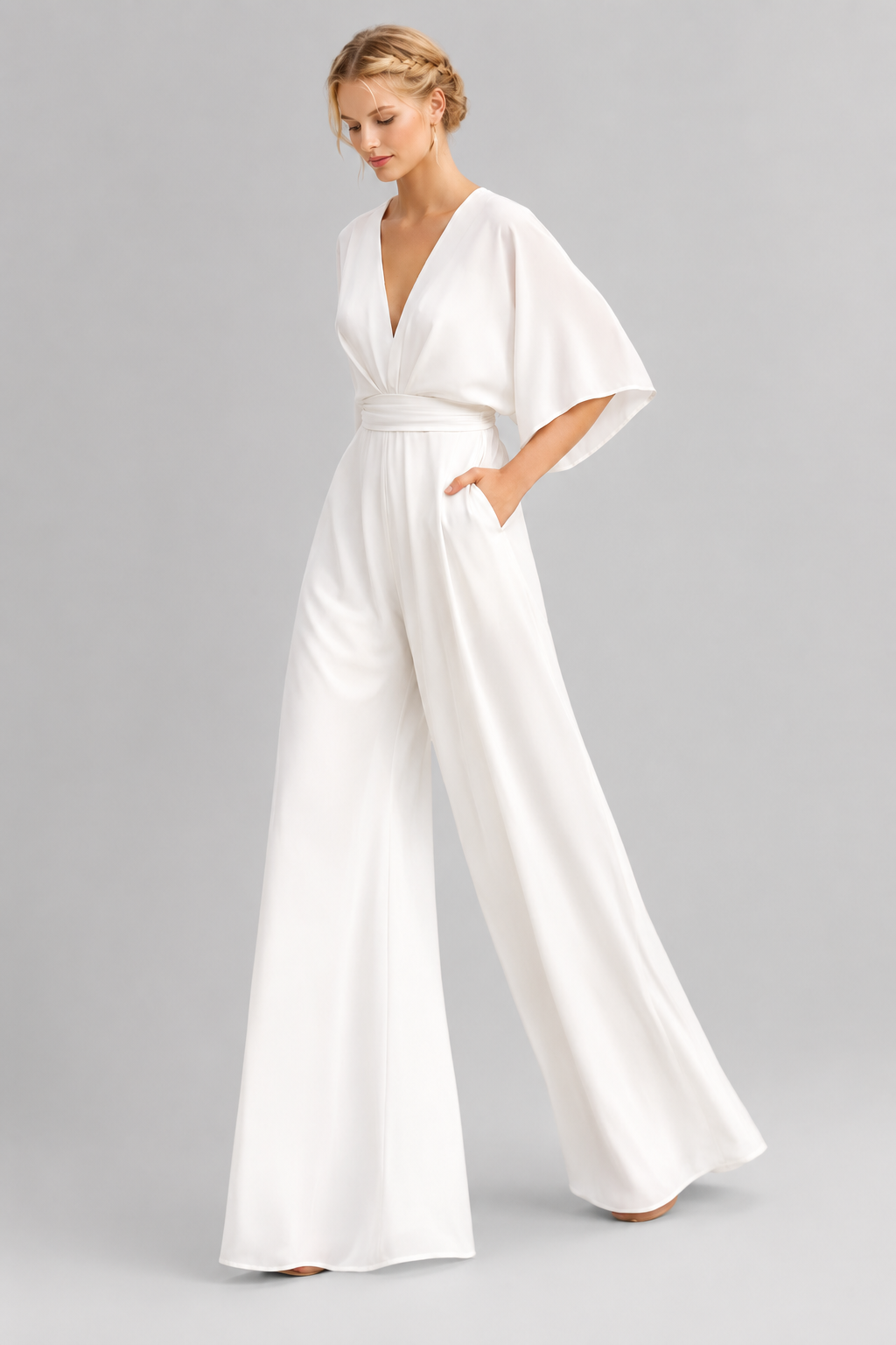 Women's Jumpsuit | Wide Leg V-Neck Jumpsuit | Lightweight Fit | Steven & Levon