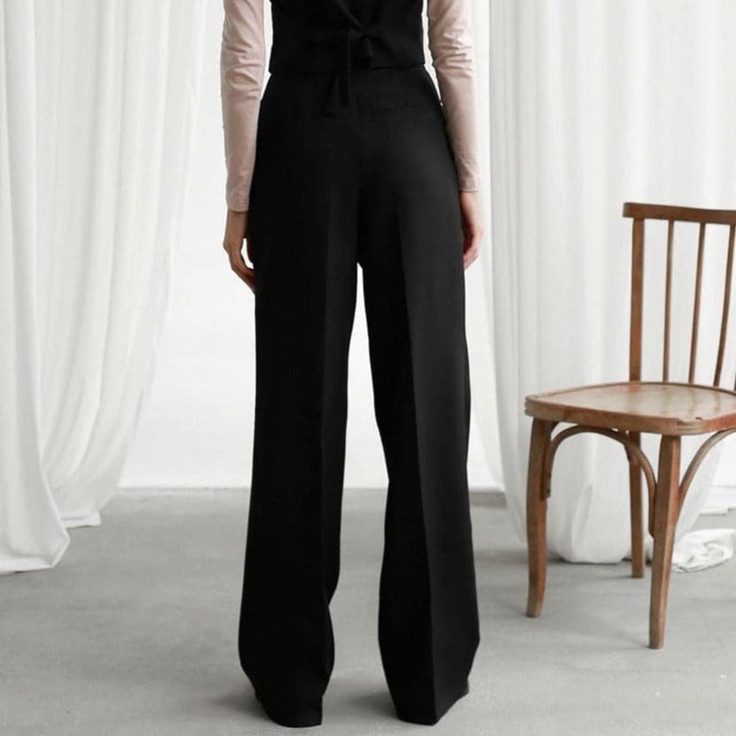 Wide-Leg Linen Trousers | Women | High-Waisted Pleated Green Linen Pants | Steven & Levon