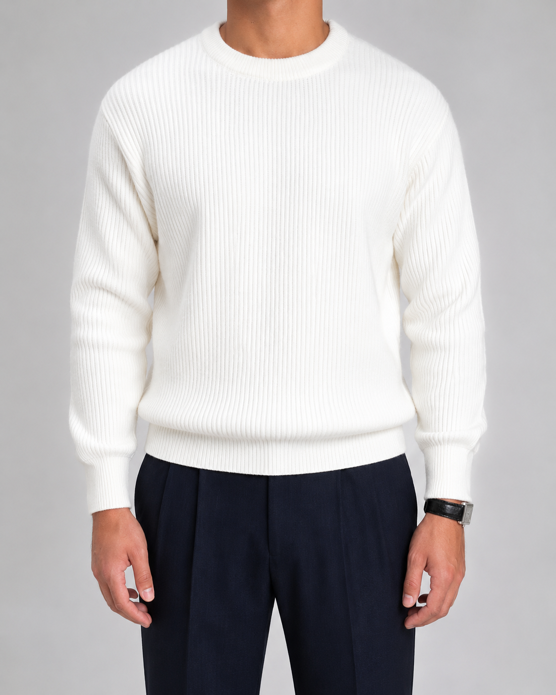 Men's Ribbed Knit Crewneck Sweater | Long Sleeve | Soft Knit | Classic Fit | Steven & Levon