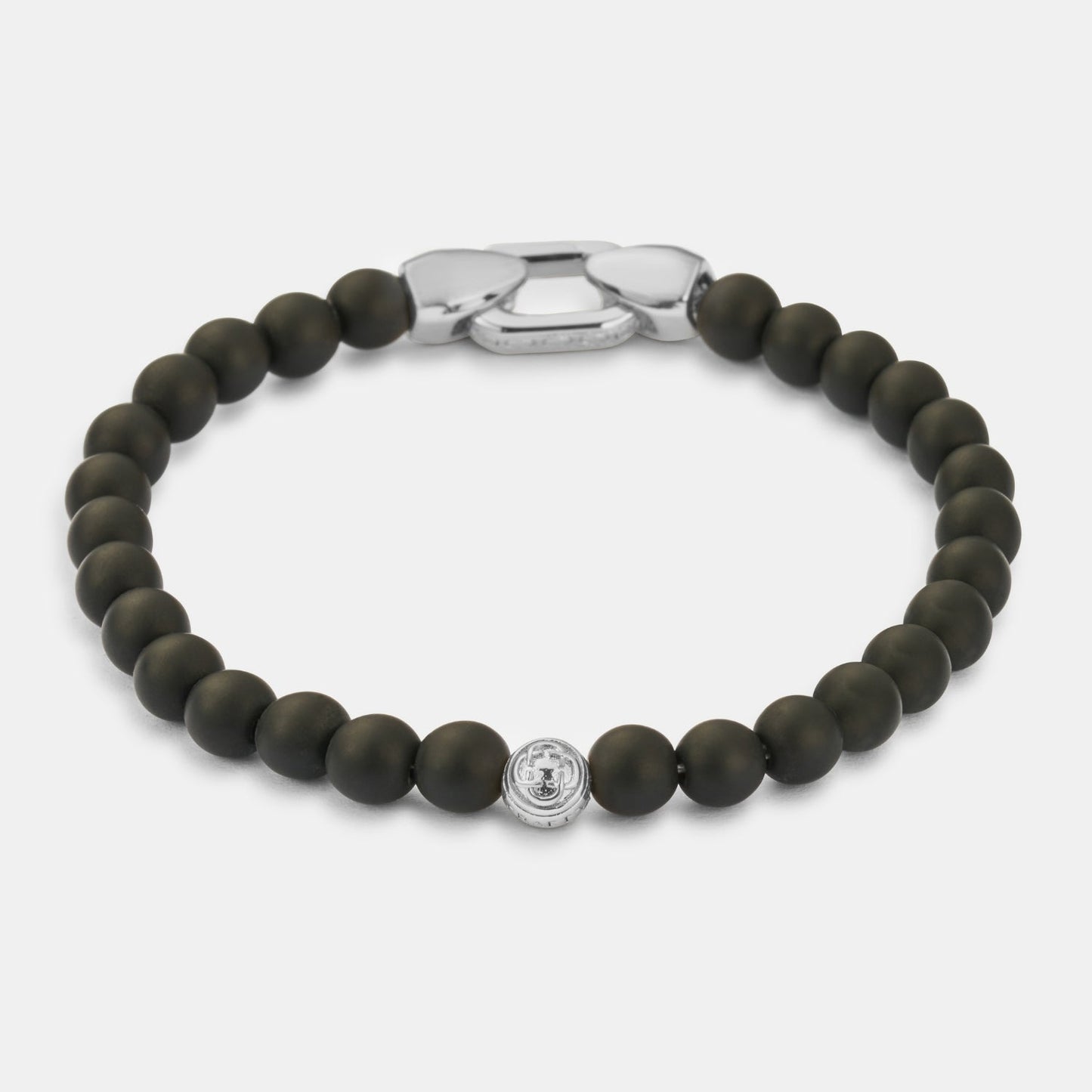 Onyx Lock Bracelet | Men | Black Onyx & Gold or Silver | Adjustable Beaded Bracelet | Steven & Levon