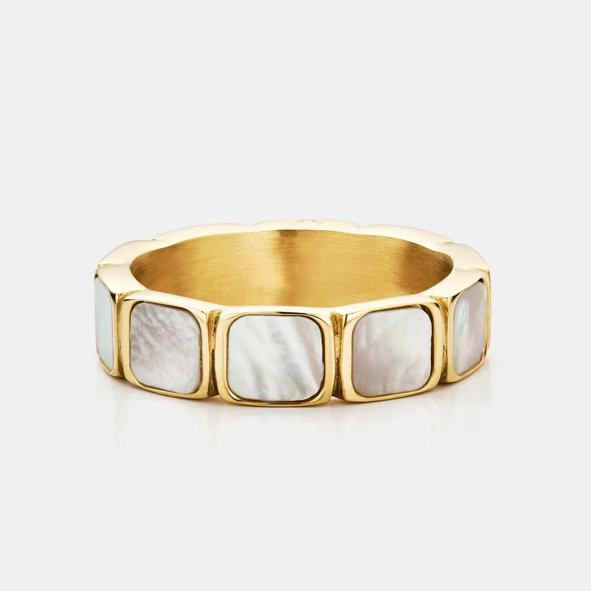 White Stone Band Ring | Gold or Silver | Unisex | Stainless Steel | White Stone Detail | Classic Style | Steven & Levon