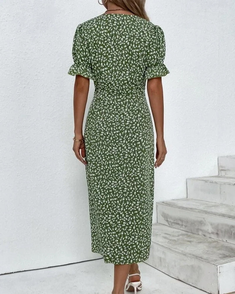 Floral Wrap Midi Dress | Women | V Neck Tie Waist | Adjustable Fit Day to Evening Wear | Steven & Levon