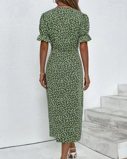 Floral Wrap Midi Dress | Women | V Neck Tie Waist | Adjustable Fit Day to Evening Wear | Steven & Levon