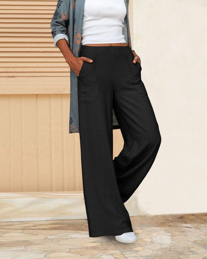 Wide Leg Trousers | Women | Soft Fabric | Elastic Waist | Casual Comfort | Steven & Levon