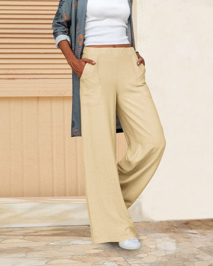 Wide Leg Trousers | Women | Soft Fabric | Elastic Waist | Casual Comfort | Steven & Levon