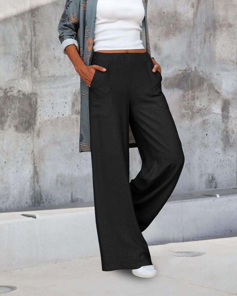 Wide Leg Trousers | Women | Soft Fabric | Elastic Waist | Casual Comfort | Steven & Levon