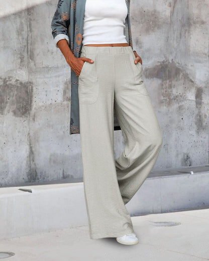Wide Leg Trousers | Women | Soft Fabric | Elastic Waist | Casual Comfort | Steven & Levon