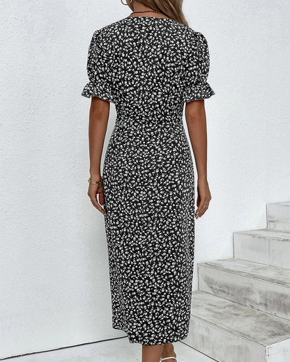 Floral Wrap Midi Dress | Women | V Neck Tie Waist | Adjustable Fit Day to Evening Wear | Steven & Levon