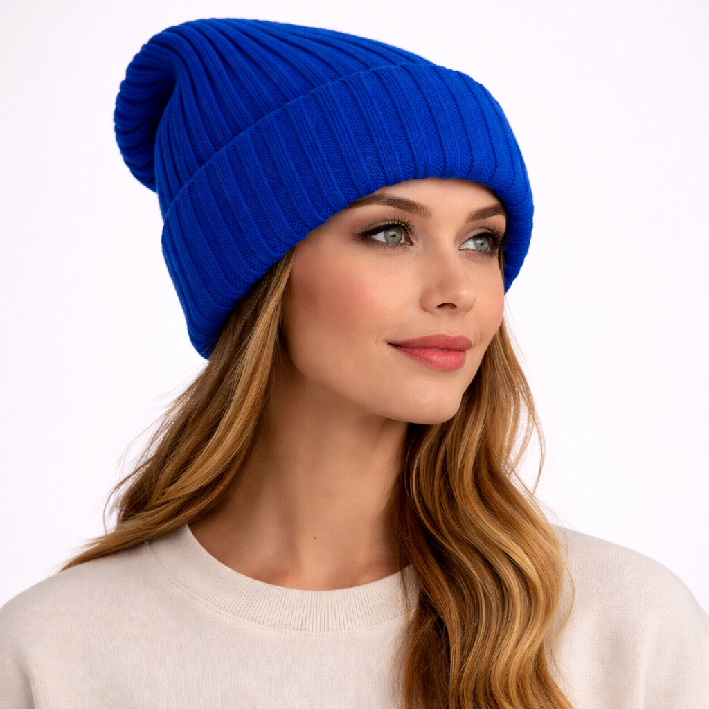 Beanivelle - Ribbed Knit Fold-Up Beanie  Winter Warmth Everyday
