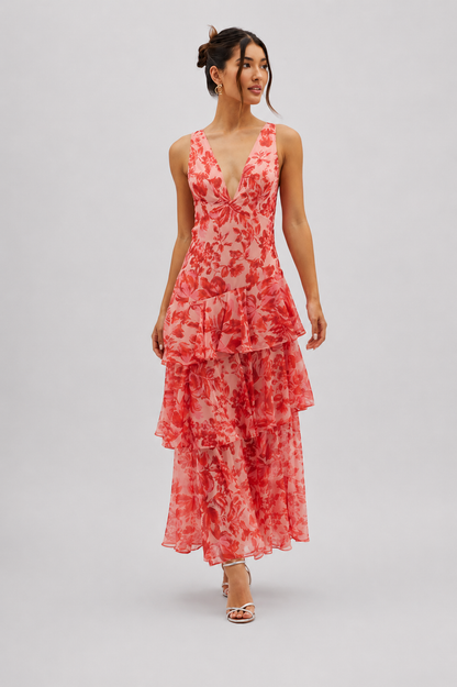 Tiered Floral Maxi Dress | Women | Lightweight Flowy Boho Summer Dress | Steven & Levon