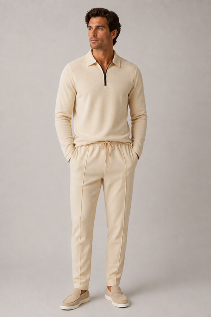 Men’s Zippered Lounge Set | Men | Lightweight Polyester Blend | 2-Piece Casual Tracksuit | Steven & Levon
