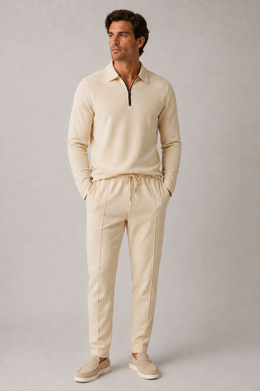 Men’s Zippered Lounge Set | Men | Lightweight Polyester Blend | 2-Piece Casual Tracksuit | Steven & Levon