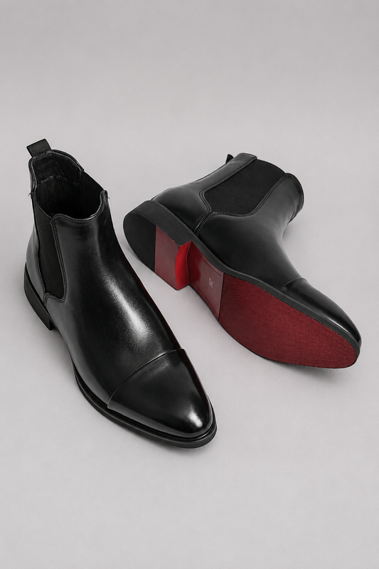 Men’s Leather Slip-On Boots | Elegant Chelsea Style | Comfortable Smart Ankle Shoes | Steven & Levon
