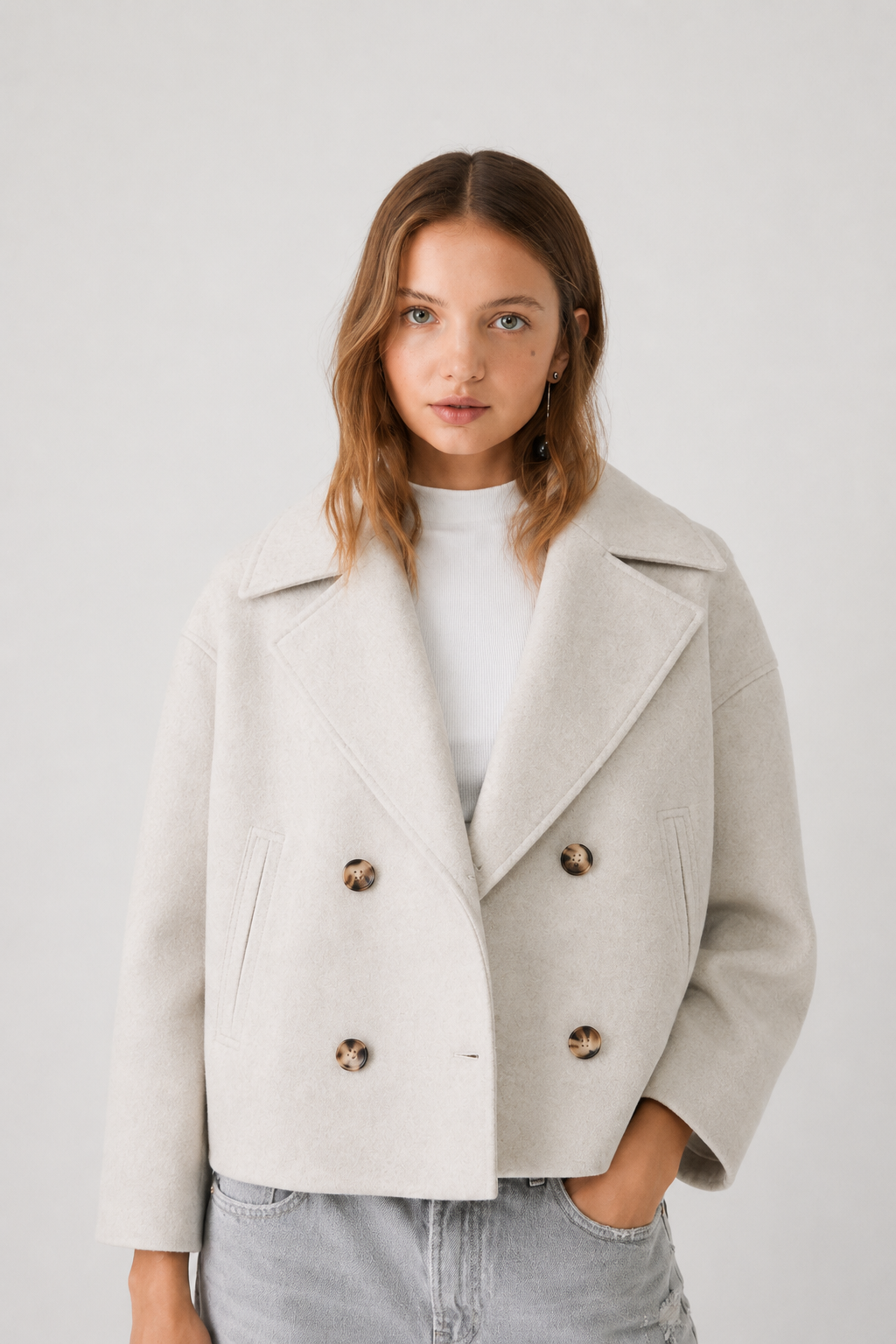 Women's Short Double Breasted Jacket | Women | Tailored Blazer Coat | Smart Casual Layering | Steven & Levon