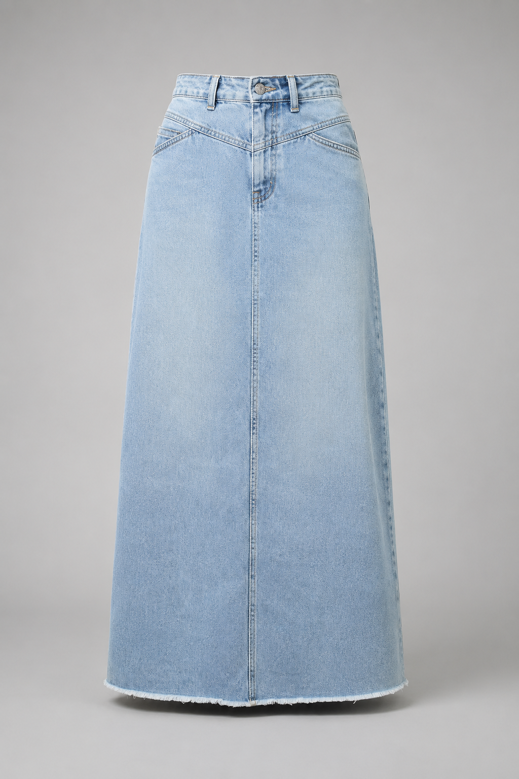 Women's High Waist Denim Maxi Skirt | Women | Straight Fit | Raw Hem | 5-Pocket Long Skirt | Steven & Levon