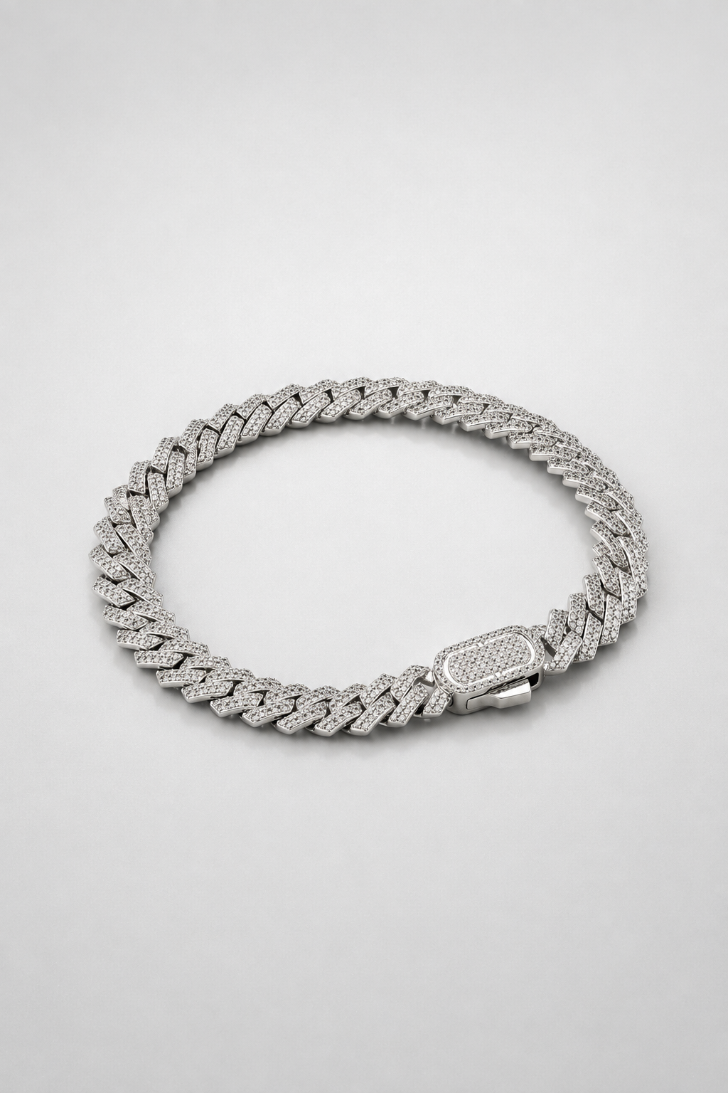 Iced Cuban Bracelet | Men | Stainless Steel | Silver & Gold | 8mm Prong Link | Steven & Levon