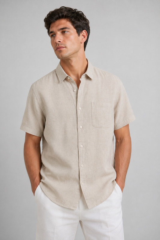 Men's Short Sleeve Linen Shirt | Men | Casual Summer Button-Up | Relaxed Fit | Steven & Levon