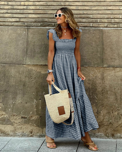 Elegant Summer Maxi Dress | Women's Smocked Gingham