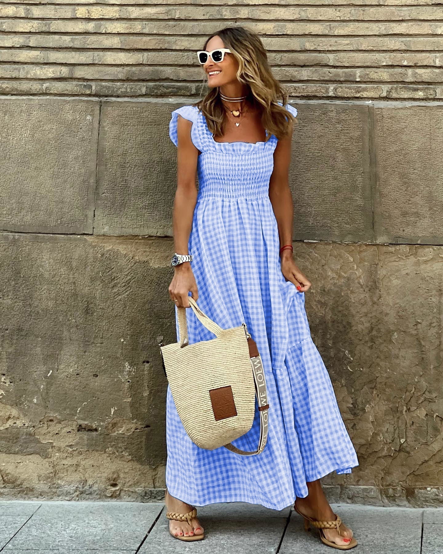 Elegant Summer Maxi Dress | Women's Smocked Gingham
