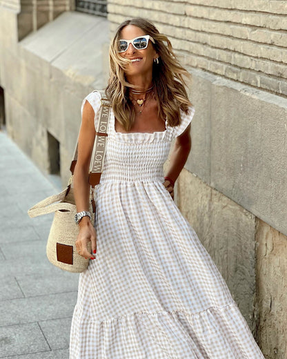Elegant Summer Maxi Dress | Women's Smocked Gingham