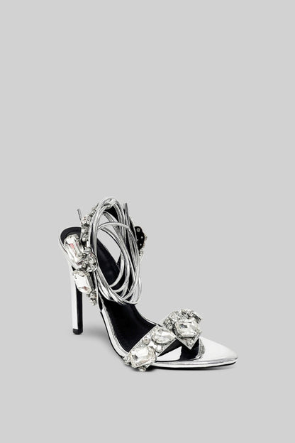 Rhinestone High Heels | Women | Silver | Crystal Embellished | Steven & Levon