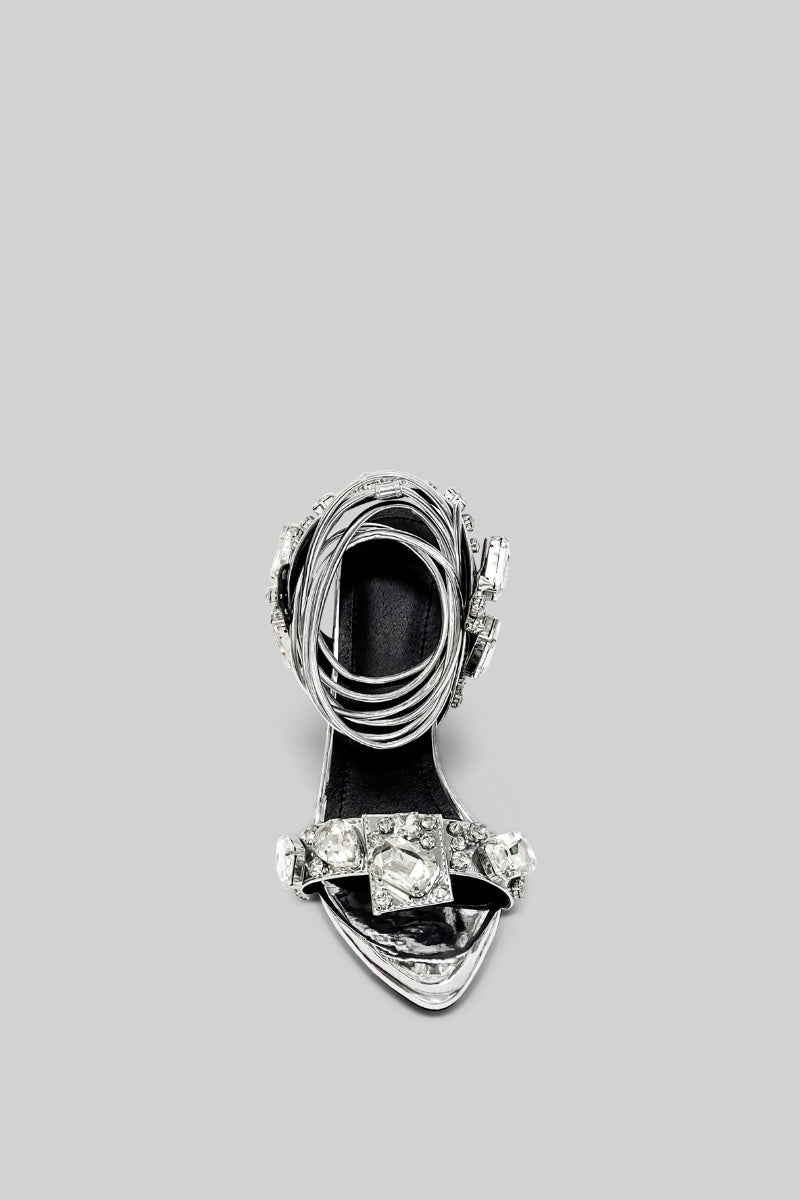 Rhinestone High Heels | Women | Silver | Crystal Embellished | Steven & Levon