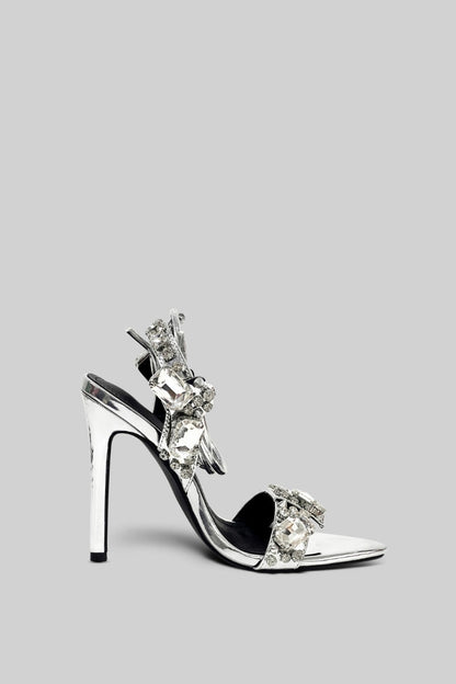 Rhinestone High Heels | Women | Silver | Crystal Embellished | Steven & Levon