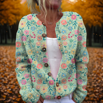 Floral Knit Cardigan | Women | Open Front | Soft Knit | Multicolor | Steven & Levon