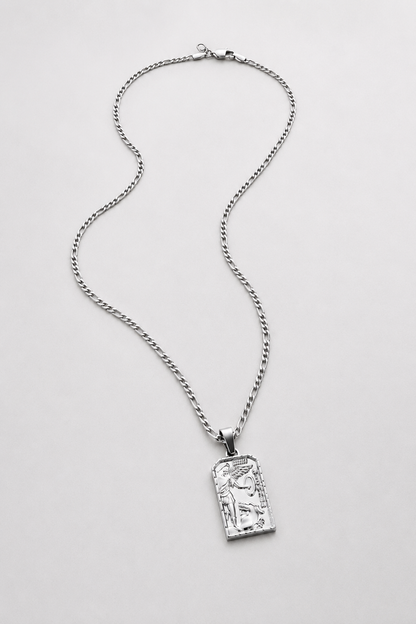Silver St Michael Pendant | Men | Stainless Steel | Religious Design | Necklace | Steven & Levon
