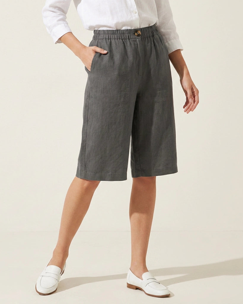 Wina Capri Pants for Women | Polyester Fiber | Loose Fit | Elastic Waist | Steven & Levon