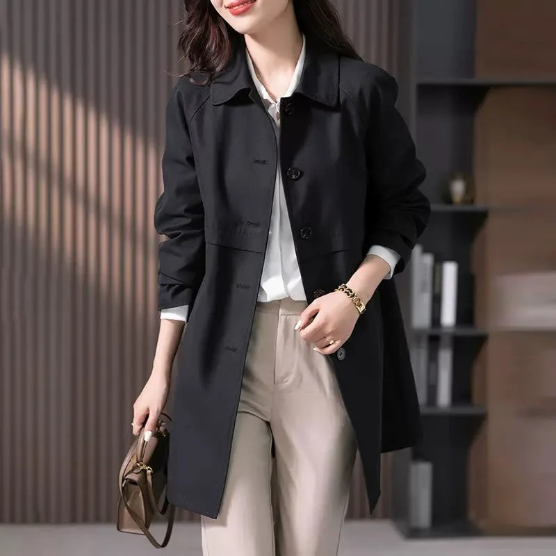 Women's Long Trench Coat | Women | Lightweight Fabric Blend | Single Button Front Longline Outerwear | Steven & Levon