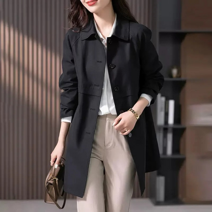 Women's Long Trench Coat | Women | Lightweight Fabric Blend | Single Button Front Longline Outerwear | Steven & Levon