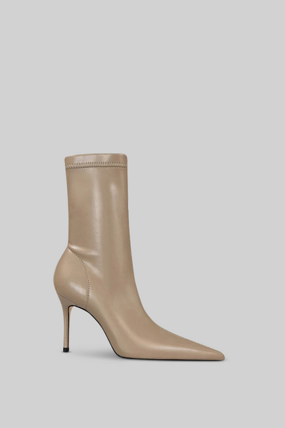 Stiletto Ankle Boots | Women | Beige | Pointed Toe | Steven & Levon