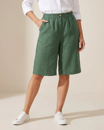 Wina Capri Pants for Women | Polyester Fiber | Loose Fit | Elastic Waist | Steven & Levon