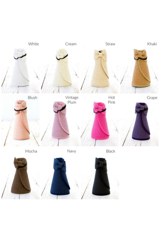 Foldable Wide Brim Bow Visor | Women's Sun Visor | Straw | UPF50+ UV Protection | Packable Summer Hat | Steven & Levon