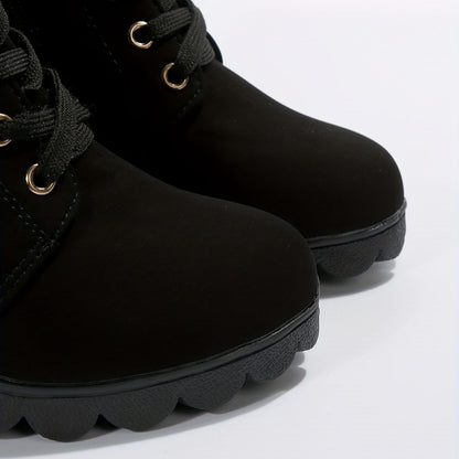Block Heel Lace-Up Ankle Boots for Women | Side Zip | Combat Style | Steven & Levon