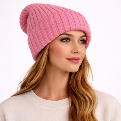 Beanivelle - Ribbed Knit Fold-Up Beanie  Winter Warmth Everyday