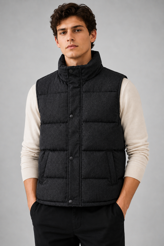 Men's Quilted Puffer Bodywarmer | Stand Collar | Sleeveless Zip Gilet | Insulated Vest | Steven & Levon