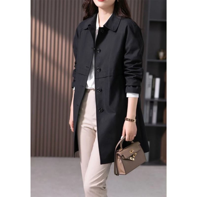 Women's Long Trench Coat | Women | Lightweight Fabric Blend | Single Button Front Longline Outerwear | Steven & Levon