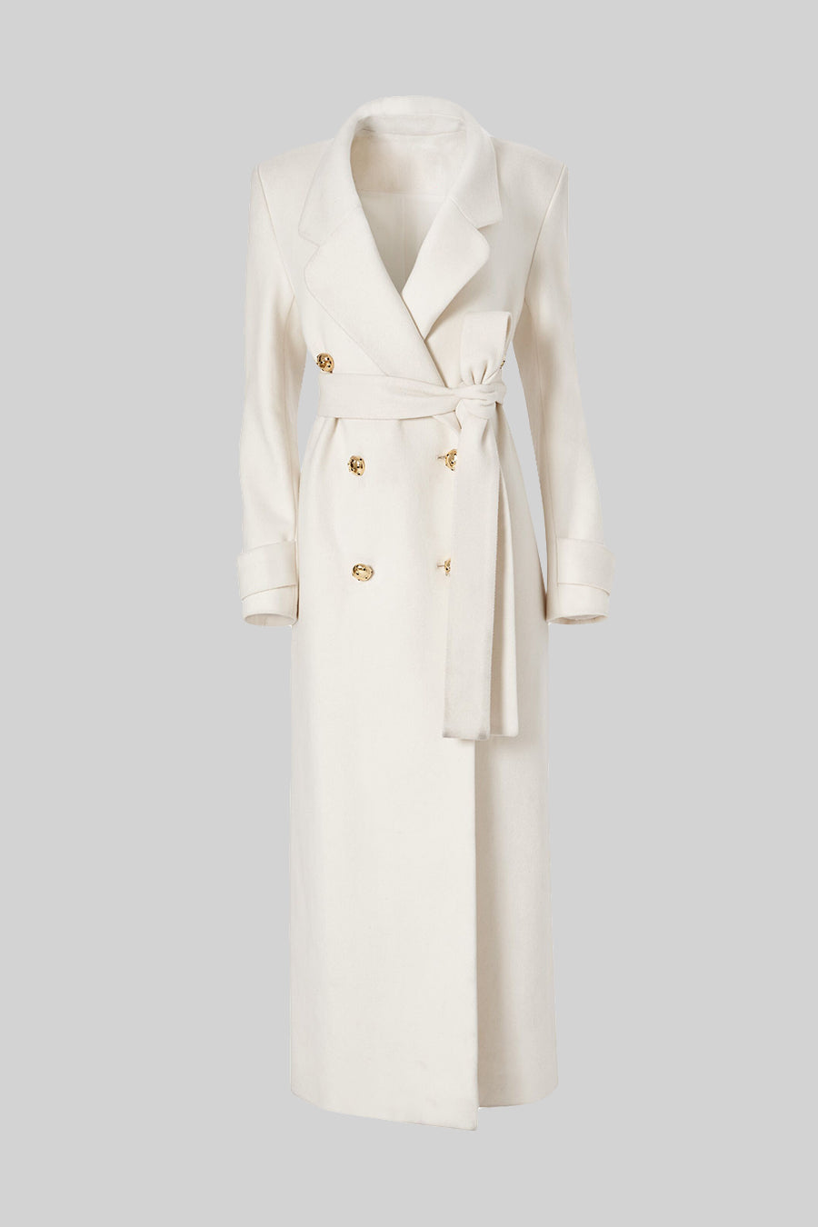 Long Coat | Women | Wide Lapel | Elegant Winter Overcoat | White | Steven & Levon