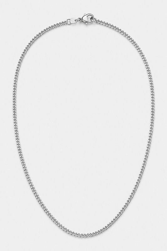 Silver 2mm Chain | Men | Stainless Steel | Polished Finish | Everyday Jewellery | Steven & Levon