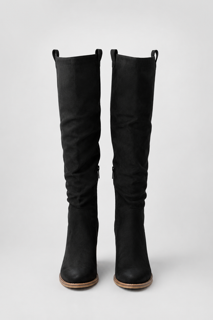 Knee High Block Heel Boots for Women | Pointed Toe | Pull-On Tall Boots | Steven & Levon