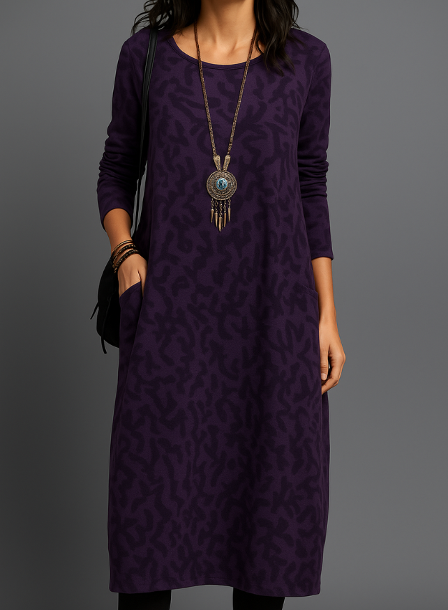 Women’s Midi Dress | Long Sleeve Dress | Women | Soft Knit Blend | Pockets & Relaxed Fit | Steven & Levon