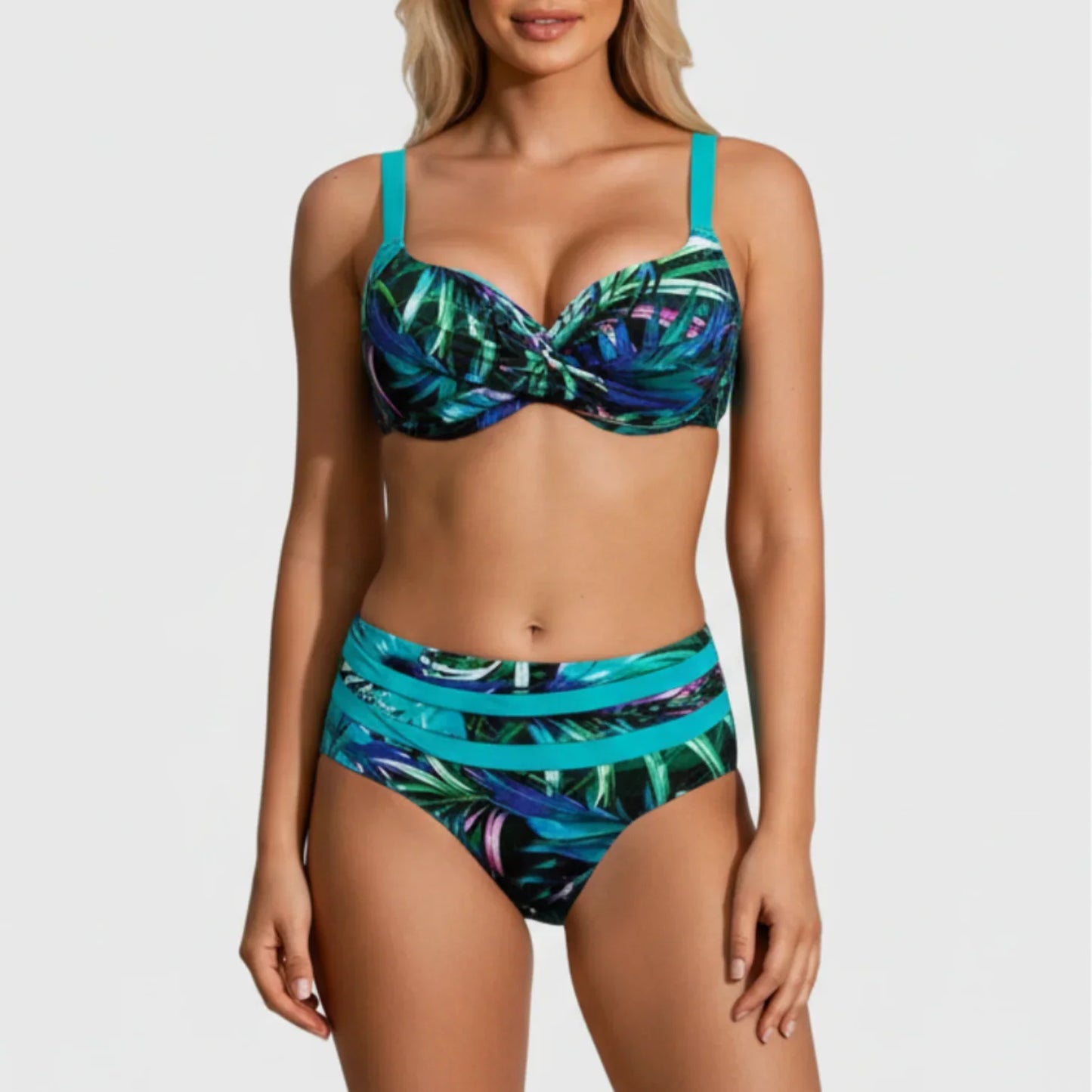 Tropical Print Bikini Swimsuit | Women | Soft Stretch Swim Fabric | Two Piece Set | Steven & Levon